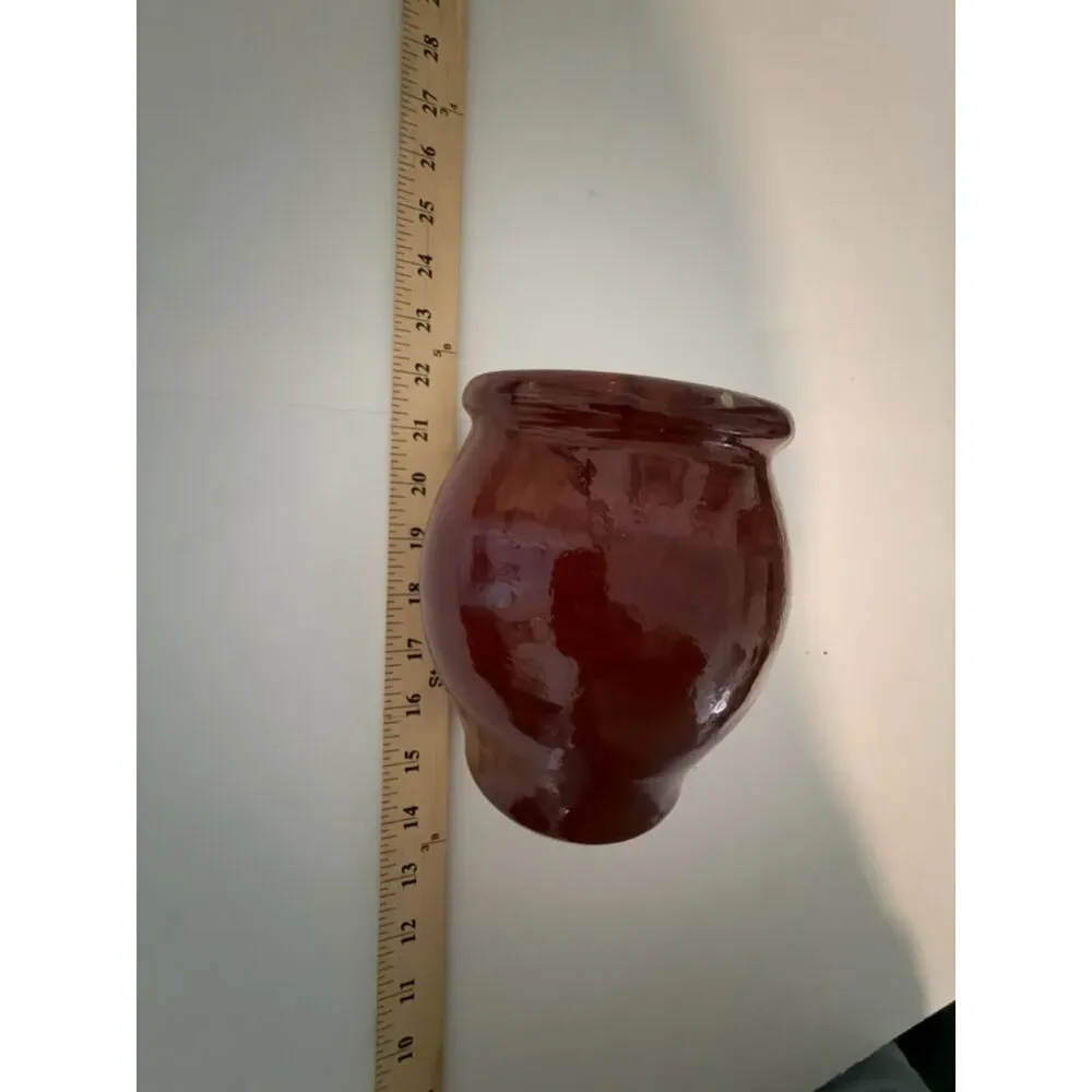 vtg oxblood glazed ceramic planter